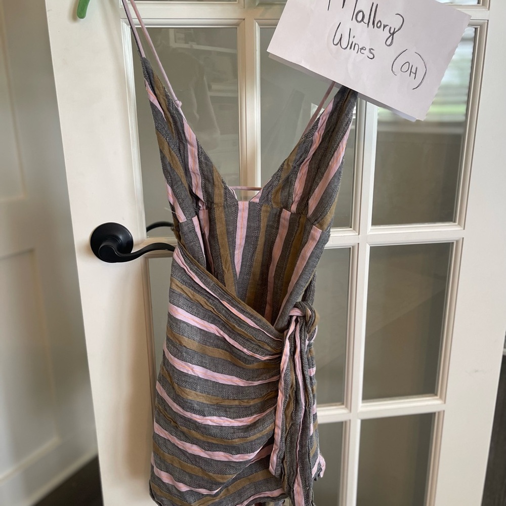 Free People Striped Midi Dress - Pink, Brown, and Green